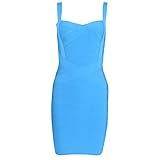 HLBandage Spaghetti Strap Women's Rayon Mini Bodycon Bandage Dress(XS,Azul Claro)