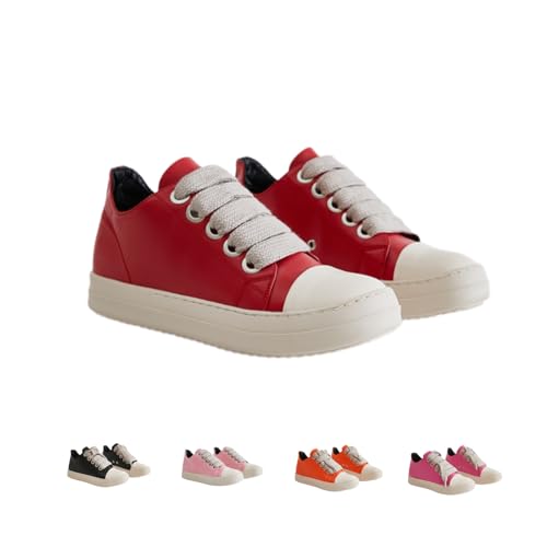 Thick Laces Walking Shoes PU Leather Walking Cute Sneakers for Women Y2K Shoes Platform Chunky Style Casual Thick Sole