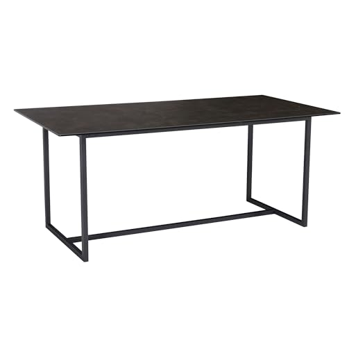 Table à manger design en céramique noire - Grande table de salle à manger 180 x 90 cm - Table en verre de qualité supérieure pour salle à manger et salon...