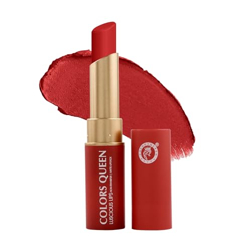 Image of Colors Queen Luscious Lips - Non Transfer Creamy Matte Lipstick | Highly Pigmented with Smooth Application | Long Lasting Lipstick Waterproof | Smudge Proof Lipstick for Women (11 - Chili Red - 3.5g)