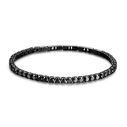 Brosway Bracciale Uomo, Bracciale Tennis in Acciaio e Cubic Zirconia