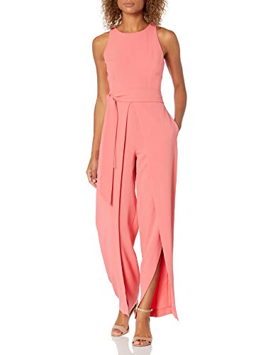 NINE WEST Women's Jumpsuit Belted with a Flyaway Pant, Peach, 16