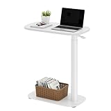 SANODESK Adjustable Overbed Bedside Table Pneumatic Adjustable Height Laptop Computer Standing Desk Cart with Tray, Hospital and Home Use(23.6