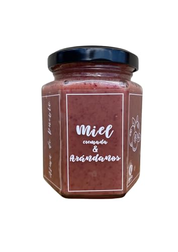 Miel pura de abeja. Miel Cremada y Arándanos. Miel cruda. Miel de Abeja 100% Natural. Producto Artesano Cosecha Propia. Miel de sabor único y exquisito. Origen: Segovia. Miel Gourmet.
