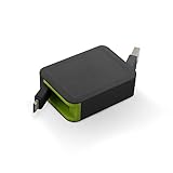 Cable USB Muvit MUUSC0171 - Cable USB retráctil, Micro USB, 2.4 A, 0.8 m, Color Negro y Verde