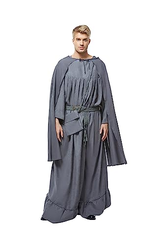 iunoket Adult Wizard Costume Tunic Robe Medieval Cloak Halloween Outfit