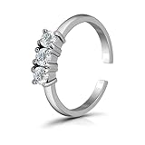 Hoops & Loops Sterling Silver Cubic Zirconia Three Stone Toe Ring
