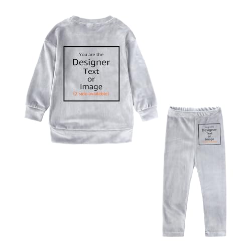 MYGBCPJS Girls Customize Velour Outfits Add Own Design Kids Personalized Long Sleeve Sweatshirt + Pants Sweatsuit Set2
