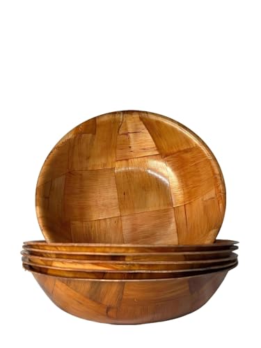 Comparison: Best Wooden Dinnerware Sets 9 Rich&Richer Wooden Salad Bowl Set - 8 Inch Large Serving Bowls, 6 Piece Woven Wood Mixing Set for Food and Kitchen