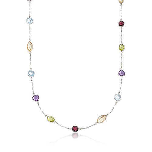 Ross-Simons 14.82 ct. t.w. Multi-Stone Station Necklace in Sterling Silver