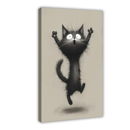 Impression sur toile chat noir insolite : égayez votre bureau avec humour