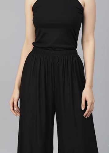 Image of Go Gazab - Stylish Women's Palazzo: Trendy Rayon Solid Color Ethnic Wear Palazzo