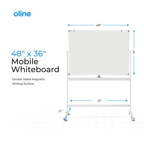 Oline Mobiel whiteboard - 48x36 grote hoogte aanpassen 360 ° rollende dubbelzijdige droge wisplank, magnetische witte… - Afbeelding 6