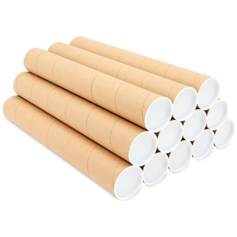 12 Pack Kraft Mailing Tubes 2x16 In with Caps Cover