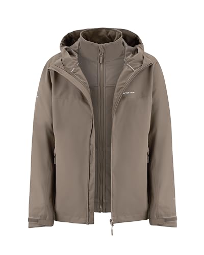 Kapten & Son Everyday 3in1 Funktionsjacke Taupe M | Regenjacke Damen & Herren Beige mit herausnehmbarer Fleecejacke | Outdoor Jacke mit 10.000 mm Wassersäule aktungsaktiv winddicht