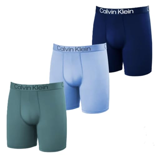 Calvin Klein Microfiber Men's Boxer Briefs, 3 pack, Blue Assortment