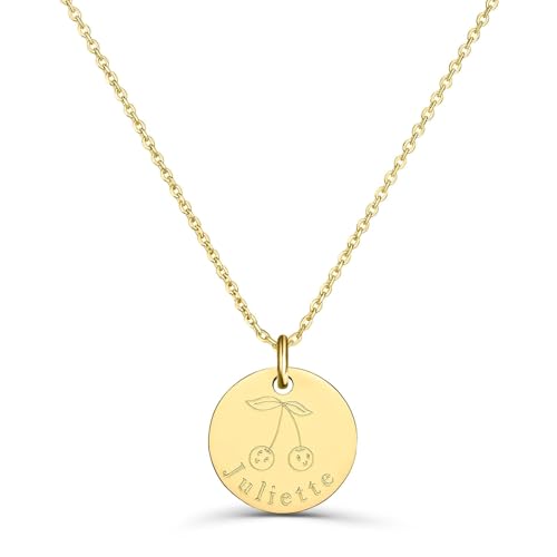 Collier personnalisé enfant médaille cerise : idée cadeau Noël et baptême