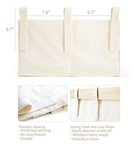 Mkono Organizador colgante para mesita de noche, litera tejida con 7 bolsillos, bolsa de almacenamiento de cama, soporte bohemio para revistas remotas con macramé para cama alta, dormitorio - imagen 6