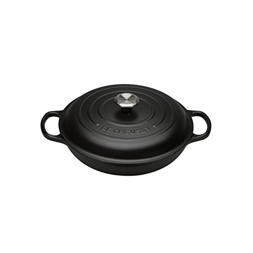 Le Creuset Signatur gjutjärn gourmetprofitkastrull, rund, Ø 30 cm, 3,5 l, lämplig för alla typer av spisar inklusive induktion, 5,55 kg, svart
