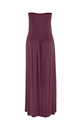 Image of Alaster Queen Women's Strapless Bandeau Summer Long Floral Dress Off Shoulder Beach Maxi Dress with Pockets
