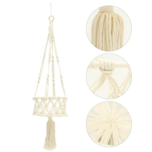 Cesta colgante de algodón y madera con diseño transpirable de pared 8