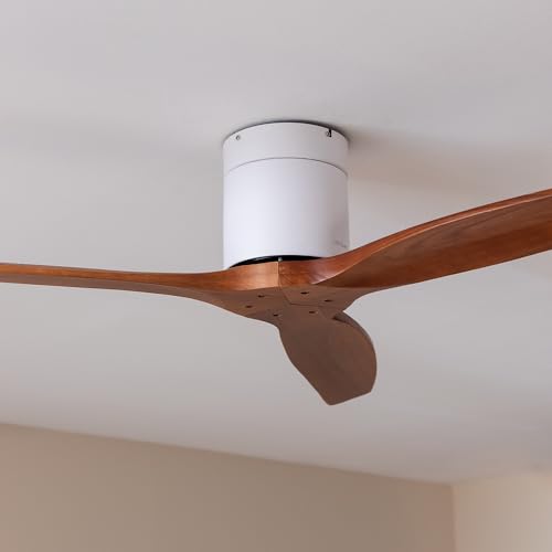 Cecotec - Deckenventilatoren EnergySilence Aero 5500 Aqua WhiteDarkWood Connected, DC 40 W Motor, Wi-Fi-Steuerung, Innen- und Außengebrauch, 3 Flügel, 6 Geschwindigkeiten, Weißdunkelholz