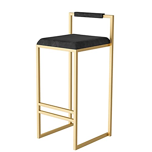 Taburetes de Bar con Respaldo de Terciopelo Acolchado con Patas de Metal Dorado, Silla de mostrador de Pub para Sala de Estar, Restaurante de Hotel, Tienda de té con Leche Cover