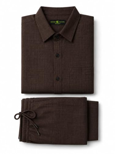 Image of Men's Premium Linen Co-Ord Set | Regular Fit Full Sleeve Solid Shirt with Drawstring Trouser | Breathable Linen Casual Outfit for Summer, Travel, Beach, Vacation & Daily