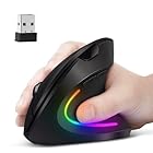 Mouse Vertical Ergonômico Sem Fio – Bluetooth e USB 2.4G, Recarregável, Silencioso, RGB, Compatível PC e Notebook
