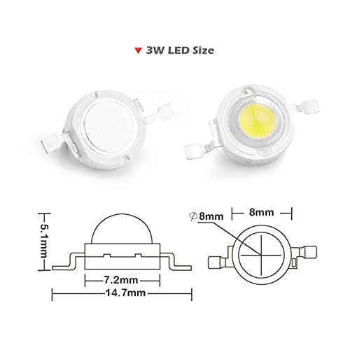 Image of CHANZON 10 pcs High Power Led Chip 3W Cool White 10000k - 15000K