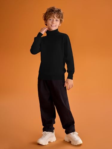 Haloumoning Boys Turtleneck Sweater Kids Fashion Long Sleeve Knit Pullover Sweaters 5-14 Years3