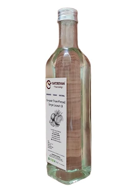 SATJEEVAN ORGANIC- Virgin Pure Coconut Oil (500ml)100% Organic & Natural, Traditional Stone Pressed 1