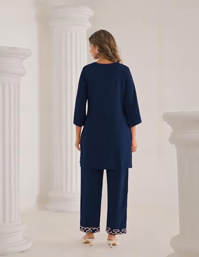 Image of SHIENZY Women Cotton Blend Co Ord Set | Two Piece Ethnic Outfit for Women | Solid Top and Palazzo Pants | Casual Lounge Wear | Stylish Comfortable Trendy Summer Co Ord Outfit