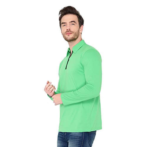 Image of Men's Cotton Blend Full Sleeve Zip Neck Polo T-Shirt (Pack of 1)