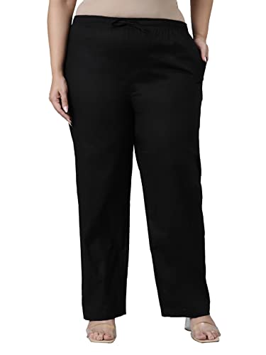 Image of GO COLORS Women Blue Stripe Cotton Wide Pants