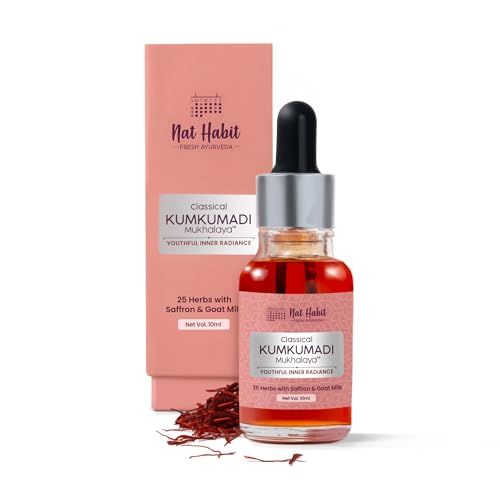 Image of Nat Habit Ayurvedic Kumkumadi Face Oil - Classical Kumkumadi Mukhalaya for Glowing & Young Skin, 10ml