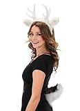elope Deer Fawn Furry Plush Tail Costume Accessory for Adults and Kids White