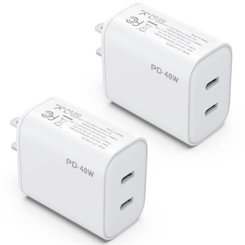 2Pack 40W USB C Charger Block, iGENJUN Dual USB-C Port Power Adapter - Phone Charger with Fast Charging Capability, Type C Wall Charger for iPhone 16/16 Pro Max/15/14, Galaxy, iPad, Tablet - White