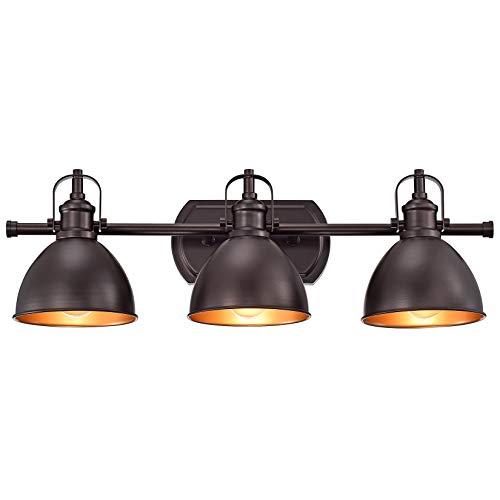 Image of 3 Bulb Vanity Light Fixture Vintage, Oil Rubbed Bronze Modern Bathroom Lighting Over Mirror, Rustic Metal Wall Sconce for Bathroom, Bedroom