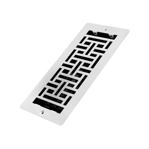 Decor Grates 4x10 Inch Oriental Low Profile Wall/Ceiling Register Vent Cover Fits 4x10 Wall/Ceiling Vent Opening Adjustable Airflow Control Brushed Nickel (AJL410W-NKL)