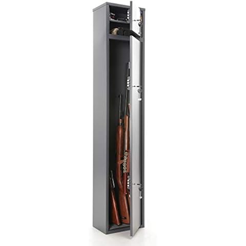 SK New Interiors Buffalo 1520 Two Doors Gun Rifle Shotgun Metal Security Cabinet Safe Storage with Separate Lock Box for Handguns Ammo Cover