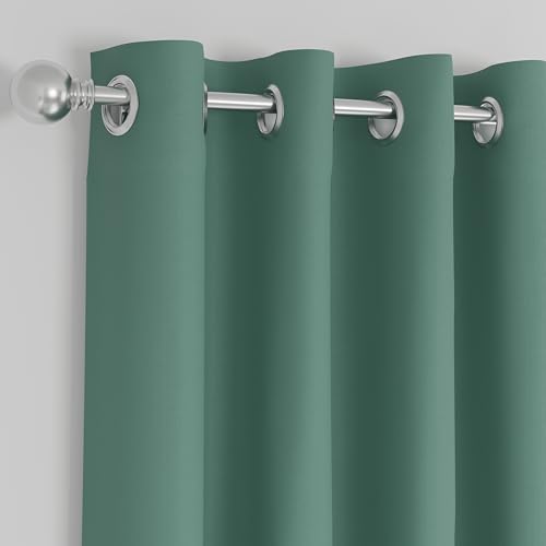 Image of Wakefit Solid Blackout Window Curtains 5 Feet | Set of 1 | Upto 80% Room Darkening Faux Silk Drapes | Thermal Insulated & Noise Reducing Curtains for Living Room & Home Decor | Aqua Green