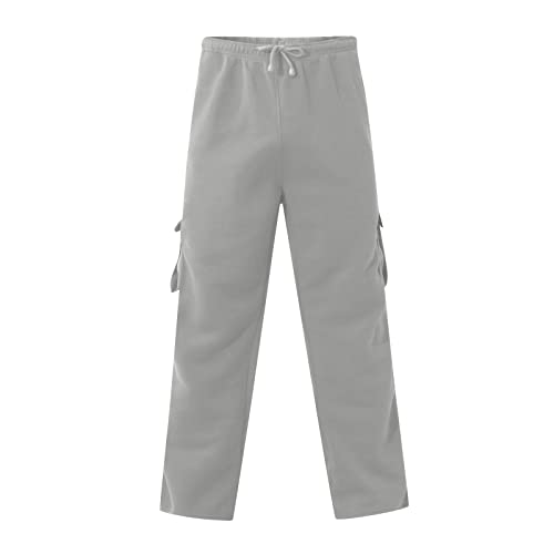 Mens Travel Cargo Pants Comfy Elastic Waist Pants with Multi-Pocket Loose Drawstring Lightweight Trousers3
