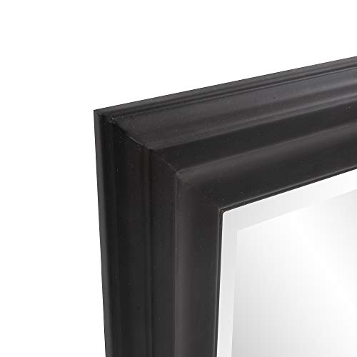 Image of George Rectangular Matte Black Wall Mirror, Rectangle Hanging Wood Framed