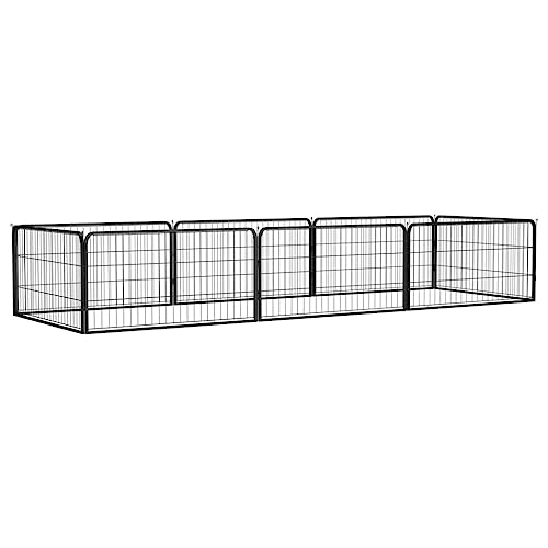 CHARMMA Dog Playpen Black Powder-Coated Steel 39.4x19.7 in Panels,Dog Kennels & Runs-3115967