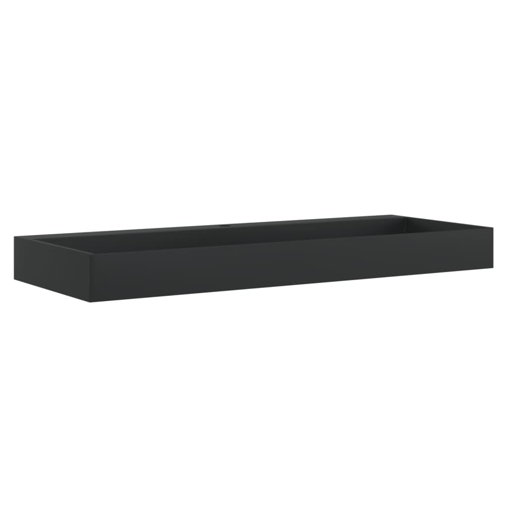 vidaXL Lavandino 120x46x11 cm Blocco in Marmo/​Minerale Nero Opaco, lavabo, lavandino da appoggio, Sanitario, lavello, lavandino Rettangolare