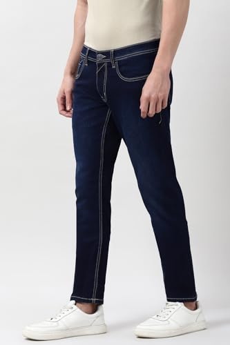 Image of Peter England Men's Skinny Fit Jeans | Denim Mid Washed | Casual Wear | Stylish Bottoms