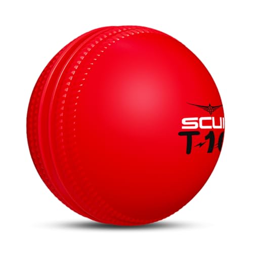 Image of SCUD T10 PVC Wind Ball for Practice | Indoor & Outdoor Soft Training Cricket Ball for Coaching & Daily Practice | Lightweight 80-85 g Durable PVC Construction (Pack of 3pc Balls, Red)