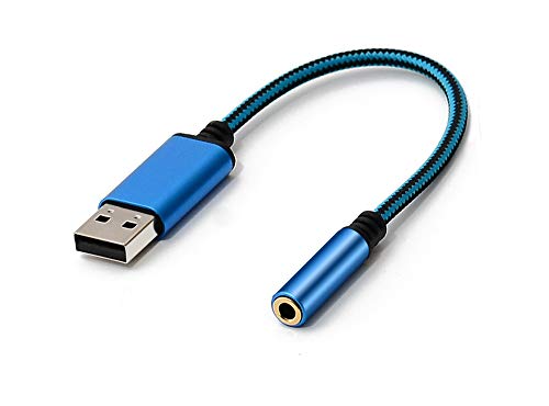 USB to Audio Jack Adapter, Headset Adapter 3.5mm Female to USB Male, TRRS 4-Pole Mic-Supported External Stereo Sound Card for Mac PS4 PC Laptop Desktops and More