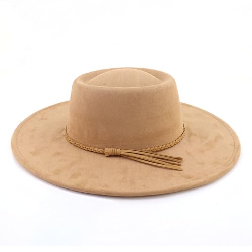 Image of LIDHAY Wide Brim Fedora Hat for Men Women Big Rancher Felt Hat Pork Pie Jazz Hat